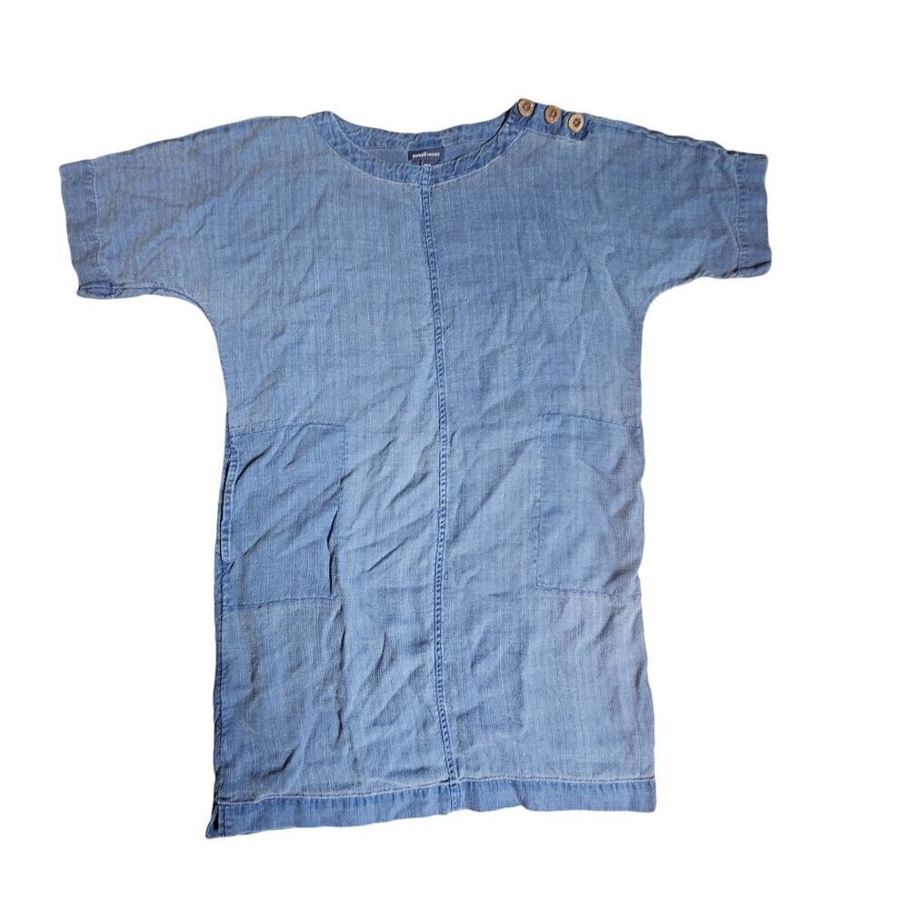 J. Jill Pure Jill Indigo Chambray Shift Tunic Dress Pockets Womens XS Tencel